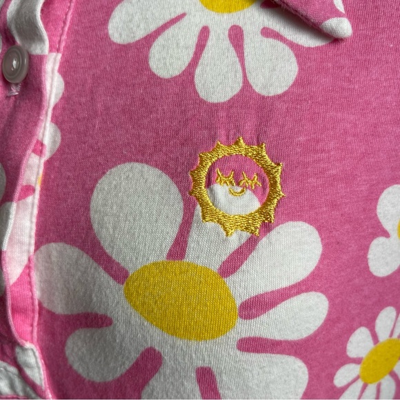 Big Bud Press Lazy Daisy Unisex Polo Soft Cotton Pink Floral USA Made Small - Picture 3 of 8